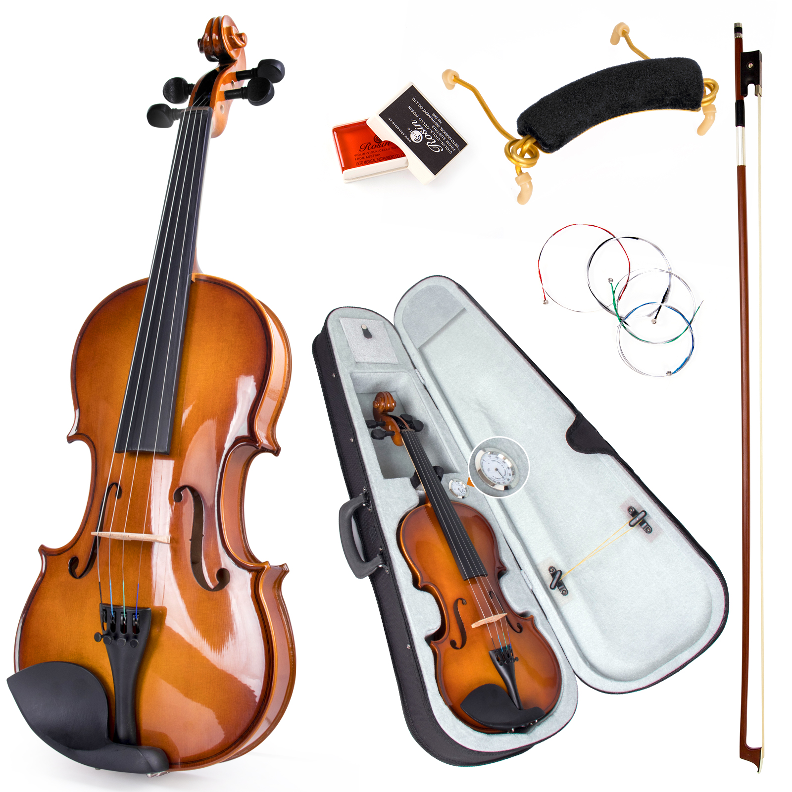 Kmise Violin Full Size 4/4 Solid Wood Fiddle Set...