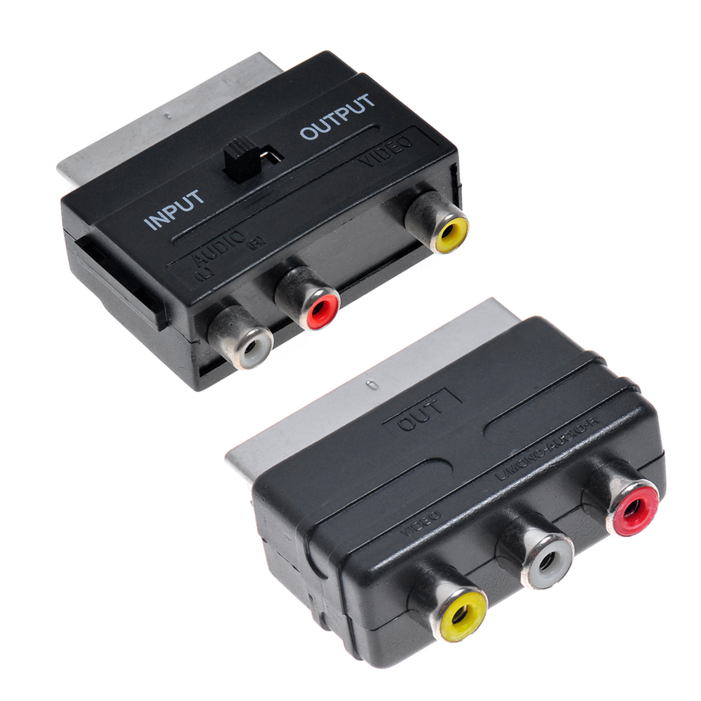 SCART Stecker*3 Cinch Buchse A V Audio Video Adapter Konverter 