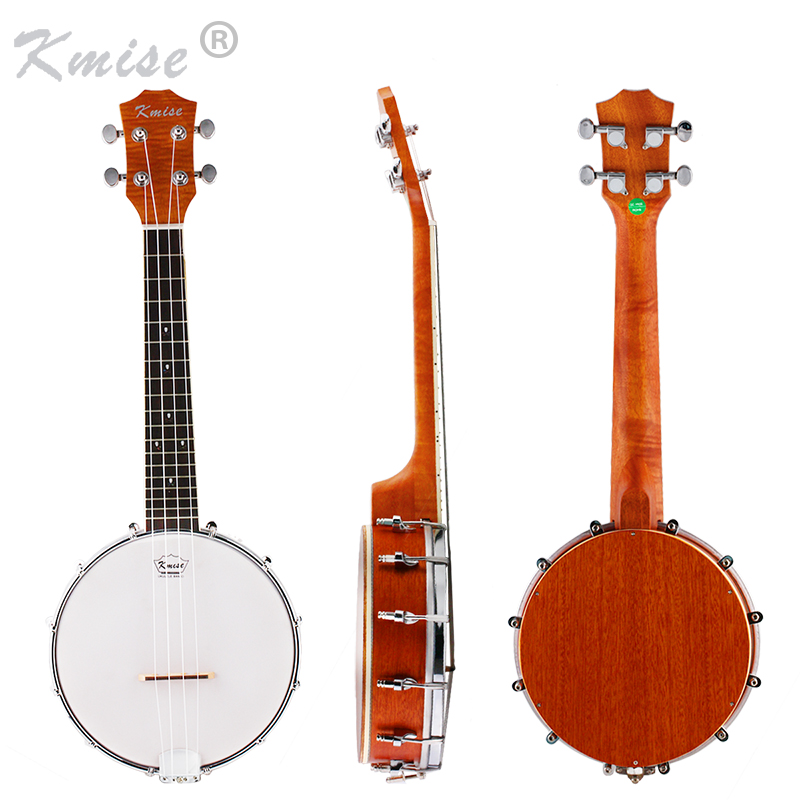 Kmise Banjolele 4 String Banjo Ukulele Concert 23 Inch Length 18 Frets Sapele w/ 8 inch Polyester Film Drumhead Aquila String GCEA