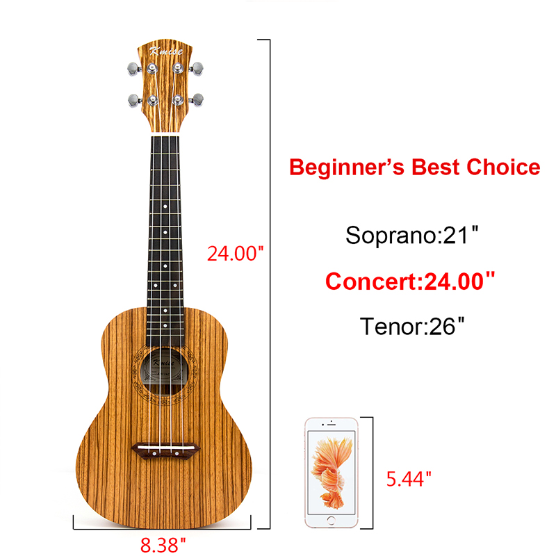 Kmise 21 Inch Soprano Ukulele Uke Hawaii Guitar Musical Instruments  Zebrawood With Bag ＆ Tuner並行輸入