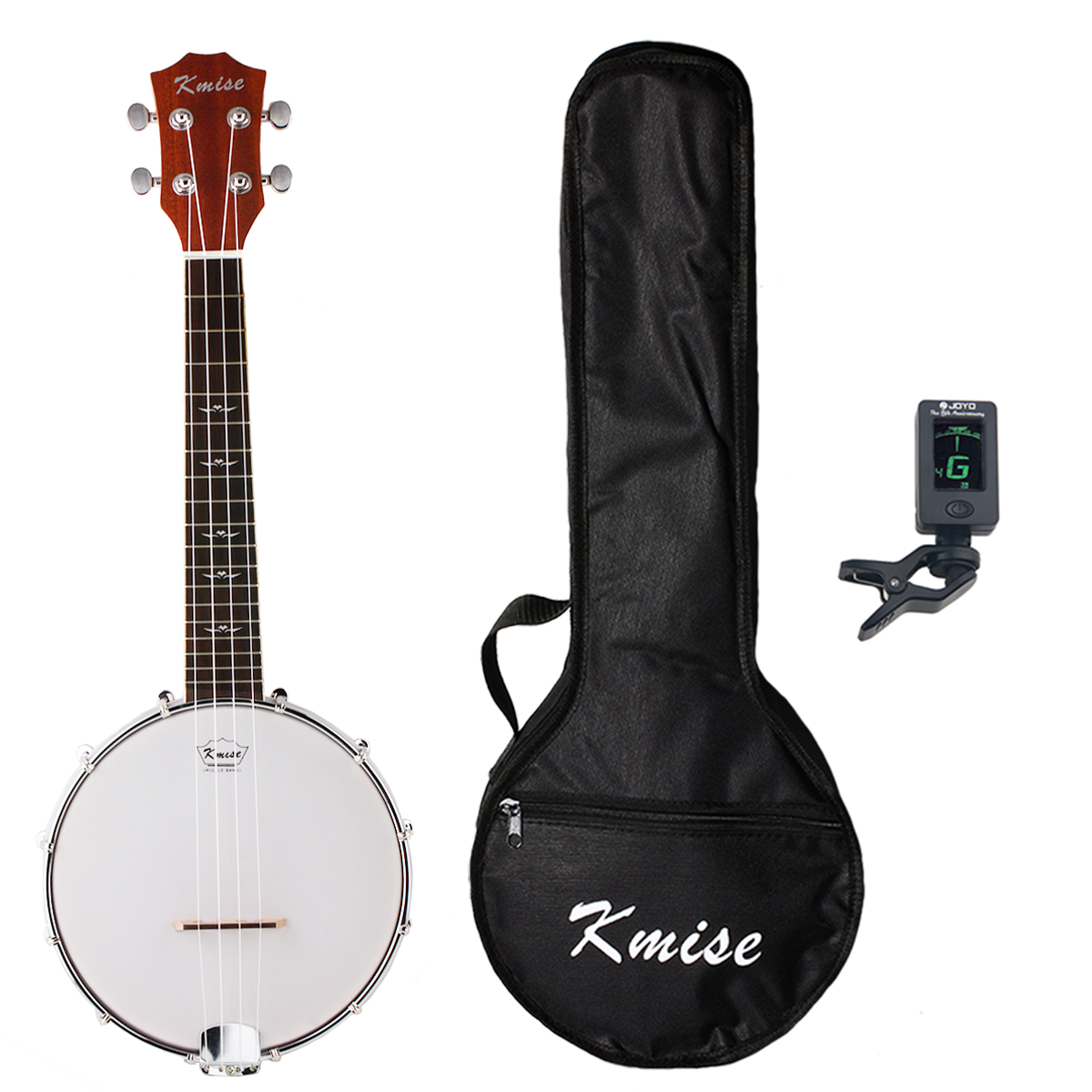 Kmise 4 String Banjo Ukulele Uke Banjolele Concert 23 Inch Size Sapele with Bag Tuner